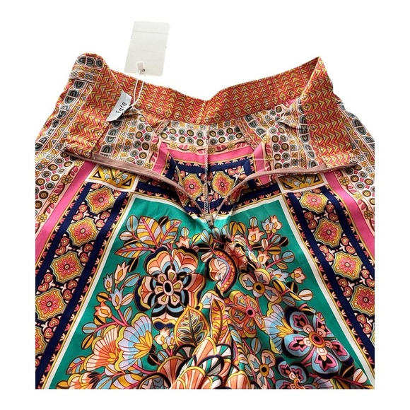 Fate NWT Boho Floral Scarf Print Wide-Leg Side Slit Palazzo Pants Women’s S - Picture 6 of 10